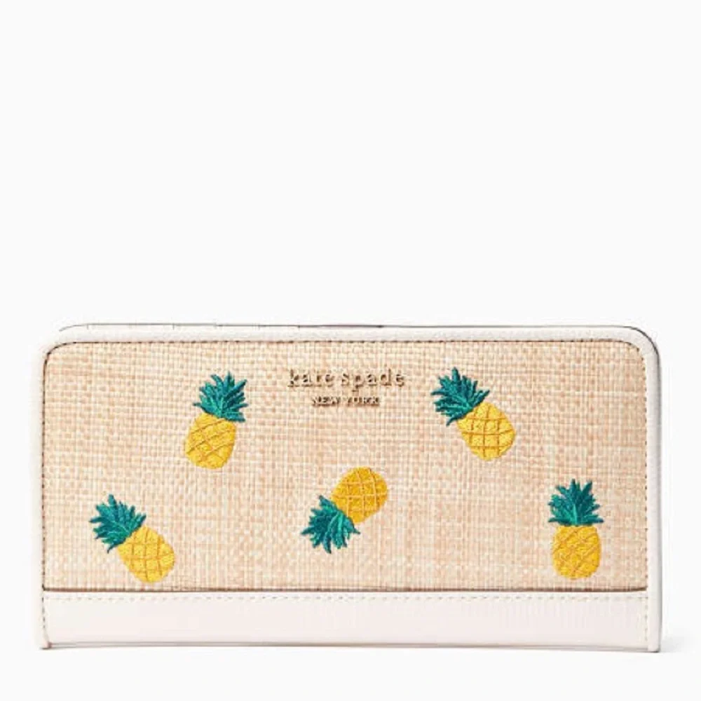 NWT-Kate Spade-Darcy-Large Slim Pineapple Bifold Wallet-$199 - Picture 9 of 11
